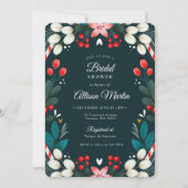 Weihnachten Modernes Aquamarines Rotes Brautparty Einladung (Vorderseite)