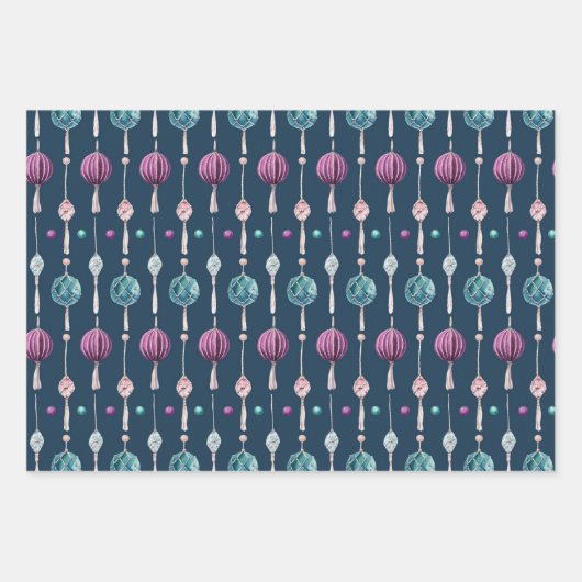 Weihnachten Modernes Atemberaubendes Bauernmuster Geschenkpapier Set (Vorderseite)