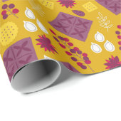 Weihnachten Modernes Lila-Gelbes Muster Geschenkpapier (Rolleneckpunkt)
