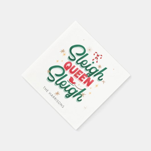 Weihnachten Modernes Novelty Sleigh Queen Sleigh Q Serviette (Ecke)