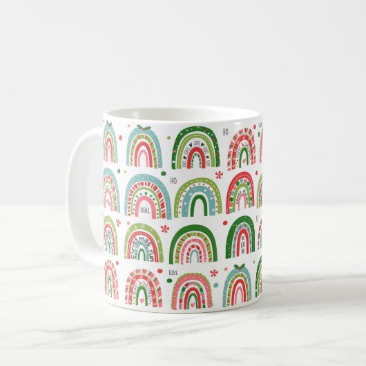 Weihnachten Modernes Regenbogenmuster Kaffeetasse (Vorderseite Links)