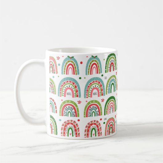 Weihnachten Modernes Regenbogenmuster Kaffeetasse (Links)