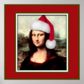 Weihnachten Mona Lisa mit Weihnachtsmannmütze Poster (Vorne)