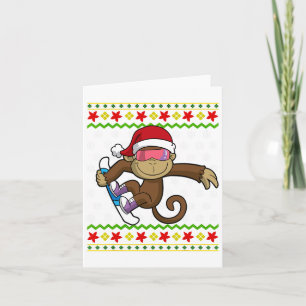 Weihnachten Monkey Snowboarden Snowboard Snowb Karte