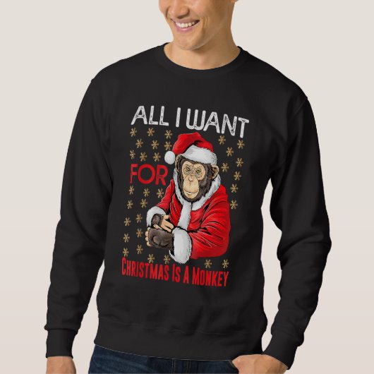 Weihnachten Monkey Xmas Monkey Pajama Tiere Sweatshirt (Vorderseite)