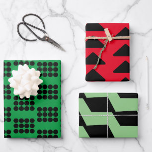 Weihnachten Monochrom Schwarz Weiße Formen Geschenkpapier Set