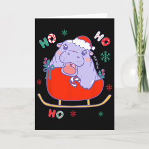 Weihnachten Moo Deng Rentier Schlitten Süße Kinder Karte