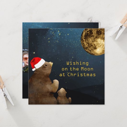 Weihnachten Moon 3 Fotos Glitzer Bears Flat Card Karte (Vorderseite/Rückseite Beispiel)