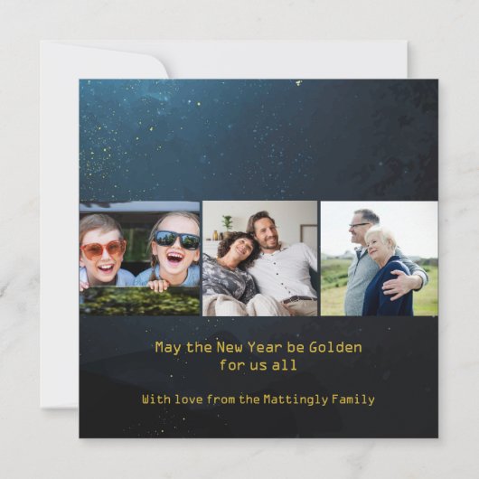 Weihnachten Moon 3 Fotos Glitzer Bears Flat Card Karte (Rückseite)