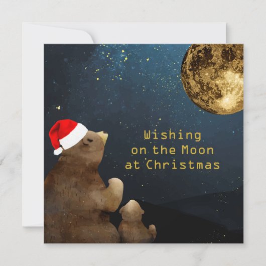 Weihnachten Moon 3 Fotos Glitzer Bears Flat Card Karte (Vorderseite)