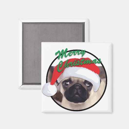 Weihnachten Mops - 2 Zoll Square Magnet (Vorderseite/Rückseite)