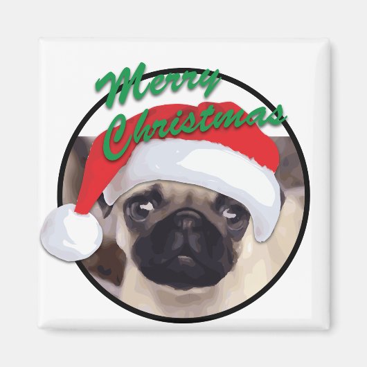 Weihnachten Mops - 2 Zoll Square Magnet (Vorne)