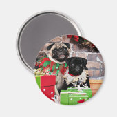 Weihnachten - Mops - Daisy Mae und Lily Lou Magnet (Vorderseite/Rückseite)
