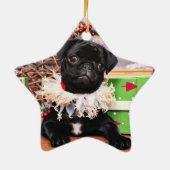 Weihnachten - Mops - Gänseblümchen Mae Keramikornament (Hinten)
