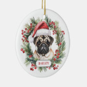 Weihnachten Mops Keramik Circle Ornament (Rechts)