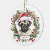 Weihnachten Mops Keramik Circle Ornament (Links)