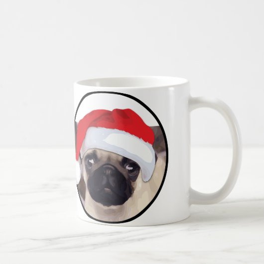 Weihnachten Mops - Weiße 11 oz Klassische Weiße Ta Kaffeetasse (Rechts)