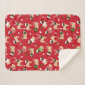 Weihnachten Möpse Rot Sherpadecke (Vorderseite (Horizontal))