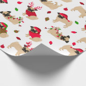 Weihnachten-Möpse Weiß Geschenkpapier (Ecke)