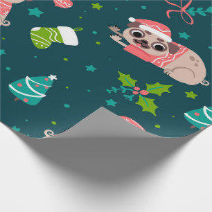 Weihnachten-Möpsen Geschenkpapier