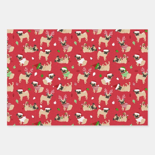 Weihnachten-Möpsen Geschenkpapier Set (Vorderseite 2)