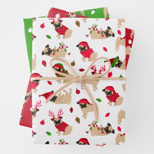 Weihnachten-Möpsen Geschenkpapier Set (Beispiel)