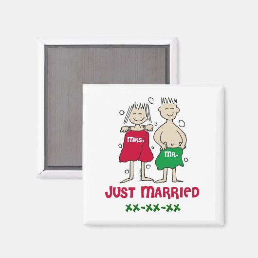 Weihnachten Mr. Just Married Magnet (Vorderseite/Rückseite)