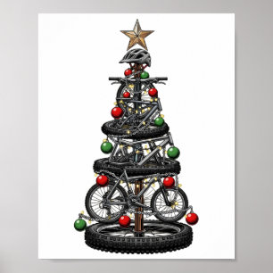 Weihnachten Mtb Mountainbike-Weihnachtsbaum Lustig Poster