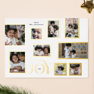 Weihnachten Multi 9 Foto Collage Merry JOY Gold Folien Feiertagskarte