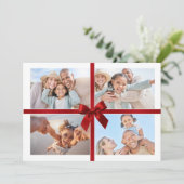 WEIHNACHTEN MULTI FOTO modernes Geschenk rotes Ban (Stehend Vorderseite)