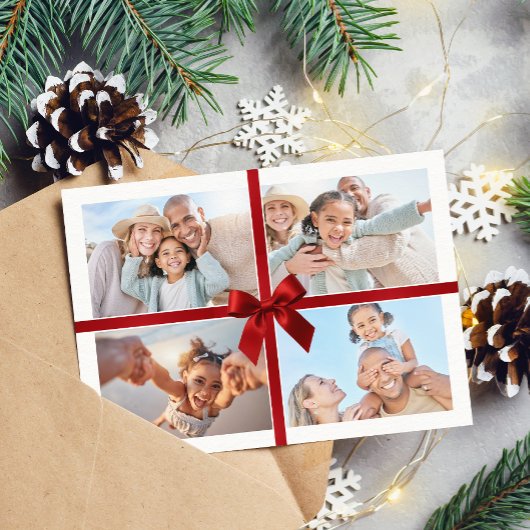 WEIHNACHTEN MULTI FOTO modernes Geschenk rotes Ban