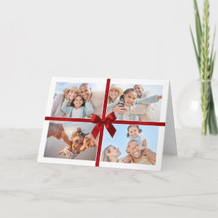 WEIHNACHTEN MULTI FOTO modernes Geschenk rotes Ban Dankeskarte