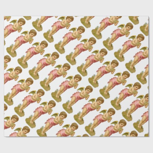 Weihnachten, Musiker Engel mit Pan Pipes Geschenkpapier (Flach)