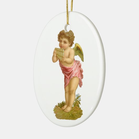 Weihnachten, Musiker Engel mit Pan Pipes Keramik Ornament (Links)