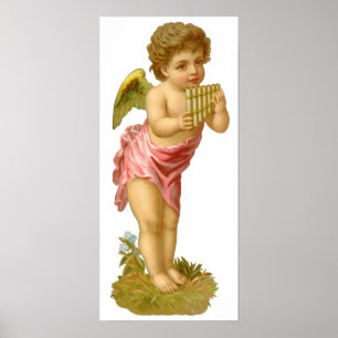 Weihnachten, Musiker Engel mit Pan Pipes Poster