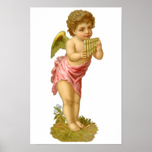 Weihnachten, Musiker Engel mit Pan Pipes Poster