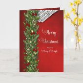 Weihnachten, Musiknoten, Rot, Kiefernzweig, Fröhli Karte (Gelbe Blume)