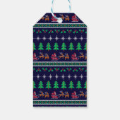 Weihnachten-Muster auf Navy Blue Frohe Weihnachten Geschenkanhänger (Rückseite)