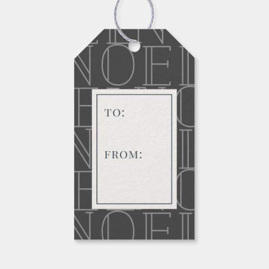 WEIHNACHTEN Muster Weihnachtsbaum Dunkelgraue Gesc Geschenkanhänger (Rückseite)