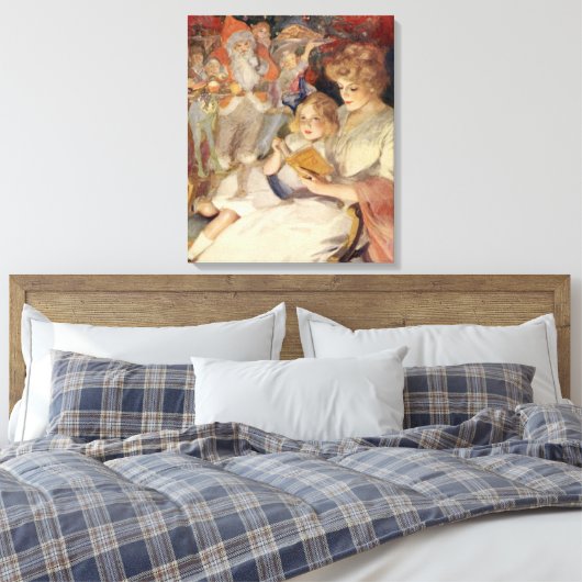 Weihnachten, Muttersprache Reading Bedtime Story Leinwanddruck (Insitu (Schlafzimmer))