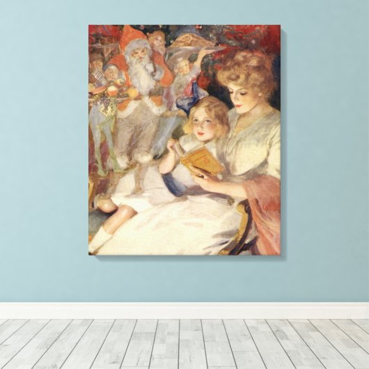 Weihnachten, Muttersprache Reading Bedtime Story Leinwanddruck (Insitu (Holzboden))