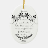 Weihnachten nach Maß Ich bin die Weinschrift Keramikornament (Vorne)