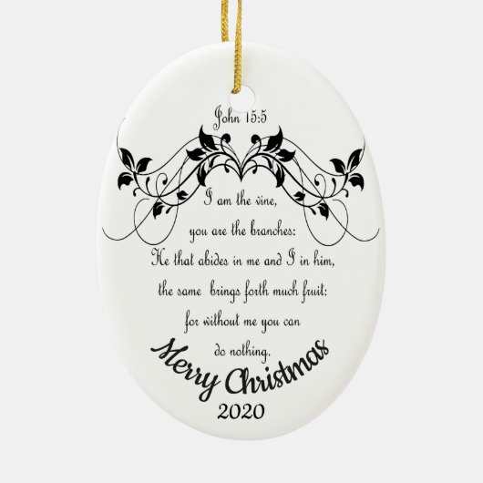 Weihnachten nach Maß Ich bin die Weinschrift Keramikornament (Hinten)