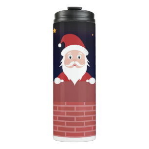Weihnachten Nacht bringt Geschenke in Schornstein Thermosbecher