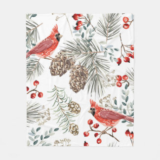 Weihnachten nahtlos, Kardinal-Vögel, Rot Fleecedecke