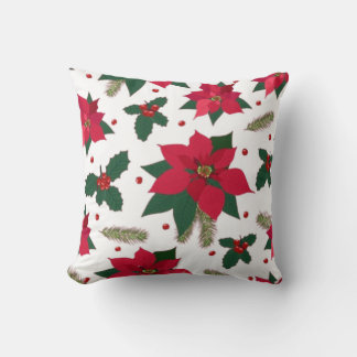 Weihnachten Nahtlos mit Poinsettia-Blume Kissen