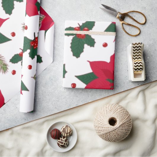 Weihnachten nahtlos mit Poinsettia Geschenktasche Geschenkpapier