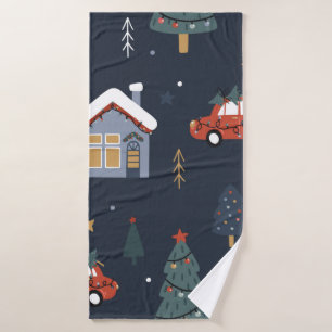 Weihnachten nahtlos mit Weihnachtsbaum, Auto Badehandtuch