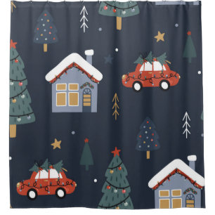 Weihnachten nahtlos mit Weihnachtsbaum, Auto Duschvorhang