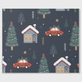 Weihnachten nahtlos mit Weihnachtsbaum, Auto Geschenkpapier (Flach)
